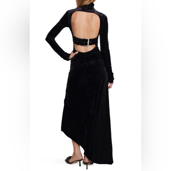 A.L.C. Brielle Stretch Velvet Open Back Long Sleeve Dress 00 - Picture 5 of 10